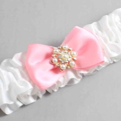 White and Pink Satin Wedding Garter / White Wedding Garters / Wedding Garter / Custom Wedding Garter / Bridal Garter / Prom Garter / Linda Joyce Couture / Personalized Garter / Personalized Wedding Garter / Personalized Prom Garter