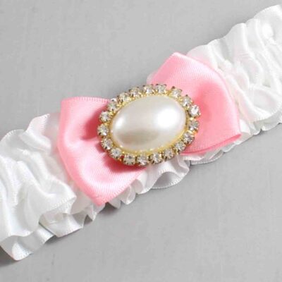 White and Pink Satin Wedding Garter / White Wedding Garters / Wedding Garter / Custom Wedding Garter / Bridal Garter / Prom Garter / Linda Joyce Couture / Personalized Garter / Personalized Wedding Garter / Personalized Prom Garter
