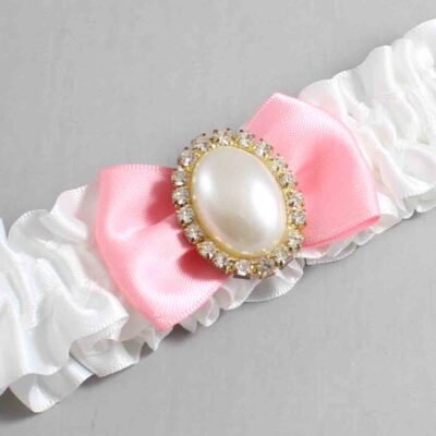 White and Pink Satin Wedding Garter / White Wedding Garters / Wedding Garter / Custom Wedding Garter / Bridal Garter / Prom Garter / Linda Joyce Couture / Personalized Garter / Personalized Wedding Garter / Personalized Prom Garter