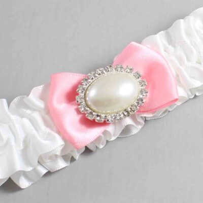 White and Pink Satin Wedding Garter / White Wedding Garters / Wedding Garter / Custom Wedding Garter / Bridal Garter / Prom Garter / Linda Joyce Couture / Personalized Garter / Personalized Wedding Garter / Personalized Prom Garter