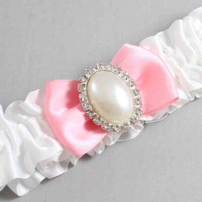 White and Pink Satin Wedding Garter / White Wedding Garters / Wedding Garter / Custom Wedding Garter / Bridal Garter / Prom Garter / Linda Joyce Couture / Personalized Garter / Personalized Wedding Garter / Personalized Prom Garter