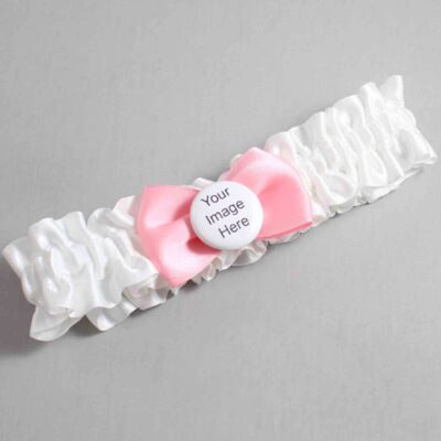 White and Pink Satin Wedding Garter / White Wedding Garters / Wedding Garter / Custom Wedding Garter / Bridal Garter / Prom Garter / Linda Joyce Couture / Personalized Garter / Personalized Wedding Garter / Personalized Prom Garter
