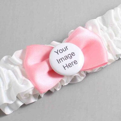 White and Pink Satin Wedding Garter / White Wedding Garters / Wedding Garter / Custom Wedding Garter / Bridal Garter / Prom Garter / Linda Joyce Couture / Personalized Garter / Personalized Wedding Garter / Personalized Prom Garter