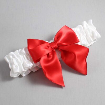 White and Red Satin Wedding Garter / White and Red Wedding Garters / Wedding Garter / Custom Wedding Garter / Bridal Garter / Prom Garter / Linda Joyce Couture / Personalized Garter / Personalized Wedding Garter / Personalized Prom Garter