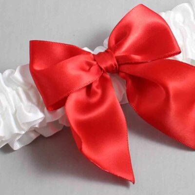 White and Red Satin Wedding Garter / White and Red Wedding Garters / Wedding Garter / Custom Wedding Garter / Bridal Garter / Prom Garter / Linda Joyce Couture / Personalized Garter / Personalized Wedding Garter / Personalized Prom Garter