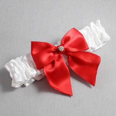 White and Red Satin Wedding Garter / White and Red Wedding Garters / Wedding Garter / Custom Wedding Garter / Bridal Garter / Prom Garter / Linda Joyce Couture / Personalized Garter / Personalized Wedding Garter / Personalized Prom Garter