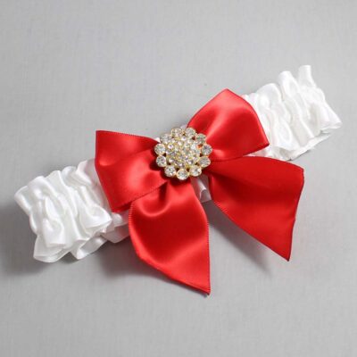 White and Red Satin Wedding Garter / White and Red Wedding Garters / Wedding Garter / Custom Wedding Garter / Bridal Garter / Prom Garter / Linda Joyce Couture / Personalized Garter / Personalized Wedding Garter / Personalized Prom Garter