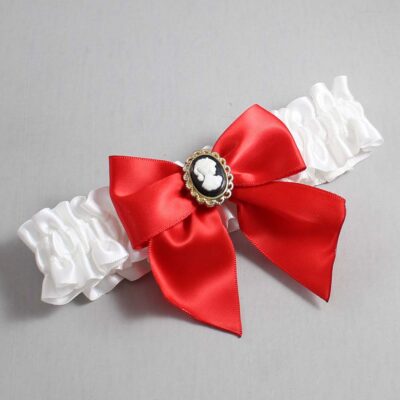 White and Red Satin Wedding Garter / White and Red Wedding Garters / Wedding Garter / Custom Wedding Garter / Bridal Garter / Prom Garter / Linda Joyce Couture / Personalized Garter / Personalized Wedding Garter / Personalized Prom Garter