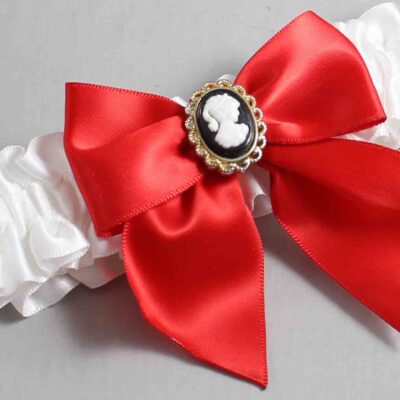 White and Red Satin Wedding Garter / White and Red Wedding Garters / Wedding Garter / Custom Wedding Garter / Bridal Garter / Prom Garter / Linda Joyce Couture / Personalized Garter / Personalized Wedding Garter / Personalized Prom Garter