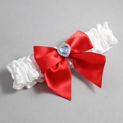 White and Red Satin Wedding Garter / White and Red Wedding Garters / Wedding Garter / Custom Wedding Garter / Bridal Garter / Prom Garter / Linda Joyce Couture / Personalized Garter / Personalized Wedding Garter / Personalized Prom Garter