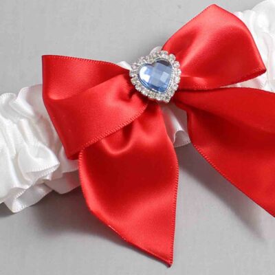 White and Red Satin Wedding Garter / White and Red Wedding Garters / Wedding Garter / Custom Wedding Garter / Bridal Garter / Prom Garter / Linda Joyce Couture / Personalized Garter / Personalized Wedding Garter / Personalized Prom Garter