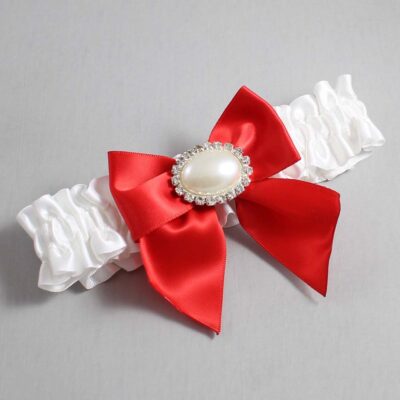 White and Red Satin Wedding Garter / White and Red Wedding Garters / Wedding Garter / Custom Wedding Garter / Bridal Garter / Prom Garter / Linda Joyce Couture / Personalized Garter / Personalized Wedding Garter / Personalized Prom Garter