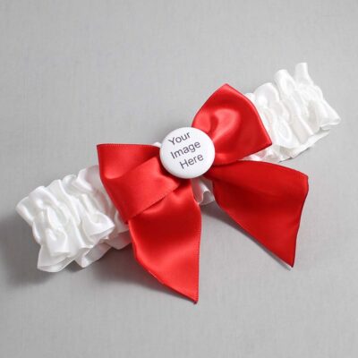 White and Red Satin Wedding Garter / White and Red Wedding Garters / Wedding Garter / Custom Wedding Garter / Bridal Garter / Prom Garter / Linda Joyce Couture / Personalized Garter / Personalized Wedding Garter / Personalized Prom Garter