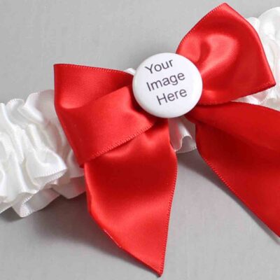 White and Red Satin Wedding Garter / White and Red Wedding Garters / Wedding Garter / Custom Wedding Garter / Bridal Garter / Prom Garter / Linda Joyce Couture / Personalized Garter / Personalized Wedding Garter / Personalized Prom Garter