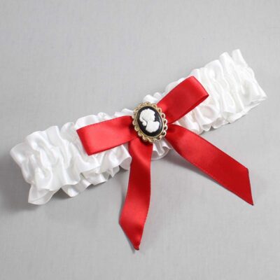 White and Red Satin Wedding Garter / White Wedding Garters / Wedding Garter / Custom Wedding Garter / Bridal Garter / Prom Garter / Linda Joyce Couture / Personalized Garter / Personalized Wedding Garter / Personalized Prom Garter