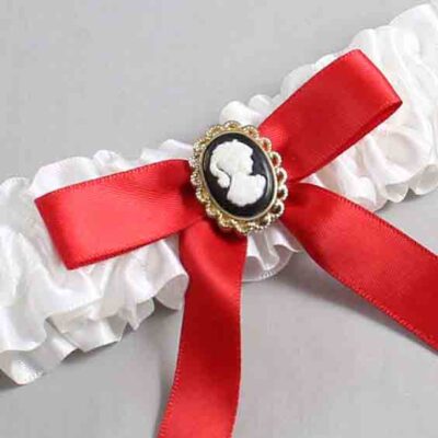 White and Red Satin Wedding Garter / White Wedding Garters / Wedding Garter / Custom Wedding Garter / Bridal Garter / Prom Garter / Linda Joyce Couture / Personalized Garter / Personalized Wedding Garter / Personalized Prom Garter