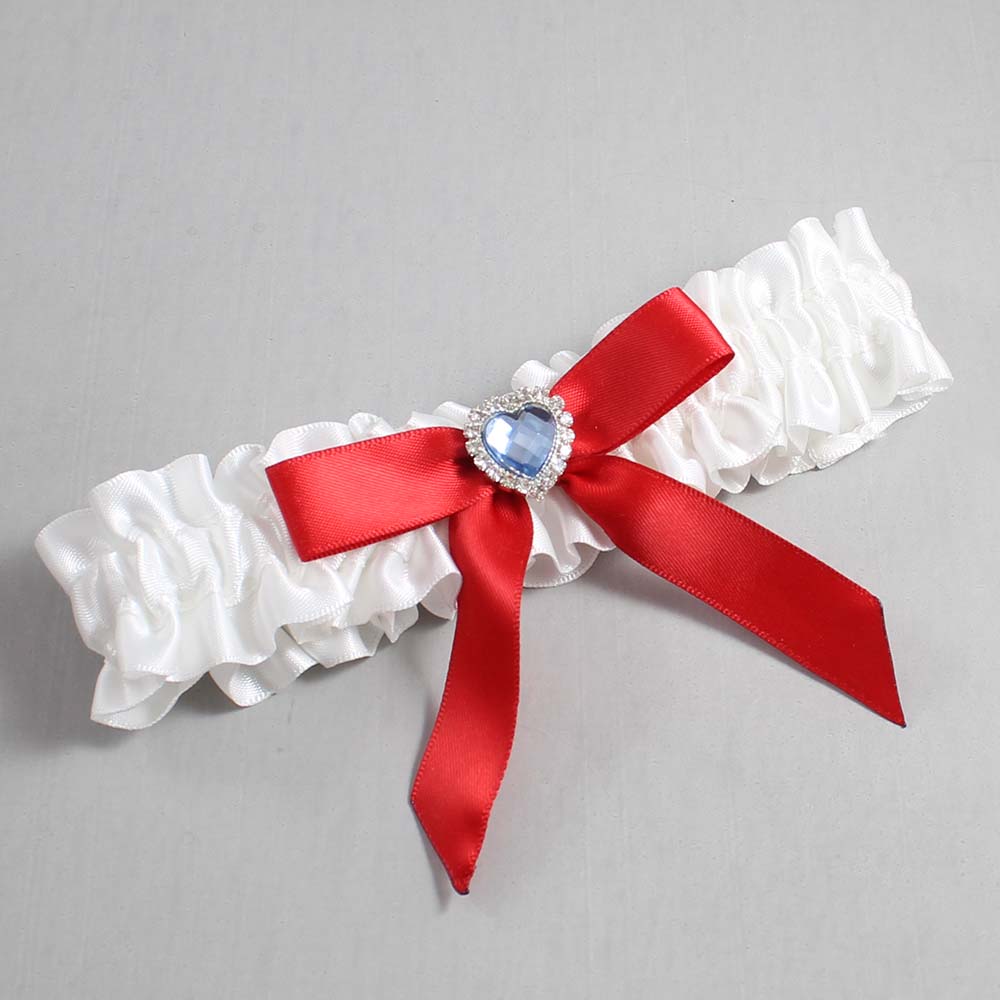 White and Red Satin Wedding Garter / White Wedding Garters / Wedding Garter / Custom Wedding Garter / Bridal Garter / Prom Garter / Linda Joyce Couture / Personalized Garter / Personalized Wedding Garter / Personalized Prom Garter