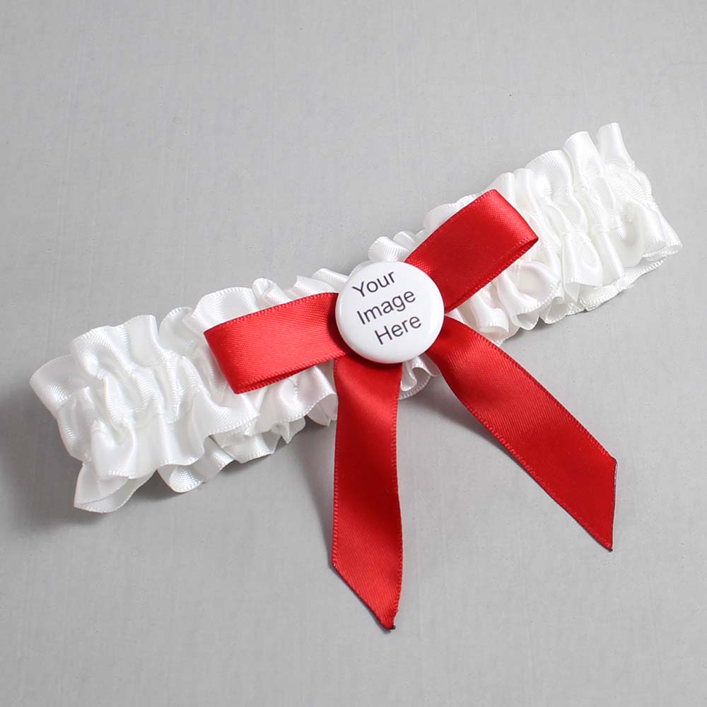 White and Red Satin Wedding Garter / White Wedding Garters / Wedding Garter / Custom Wedding Garter / Bridal Garter / Prom Garter / Linda Joyce Couture / Personalized Garter / Personalized Wedding Garter / Personalized Prom Garter