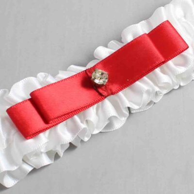 White and Red Satin Wedding Garter / White Wedding Garters / Wedding Garter / Custom Wedding Garter / Bridal Garter / Prom Garter / Linda Joyce Couture / Personalized Garter / Personalized Wedding Garter / Personalized Prom Garter