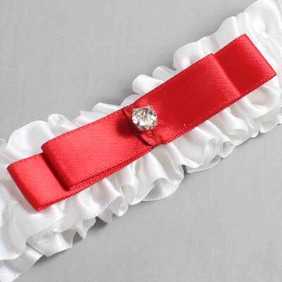 White and Red Satin Wedding Garter / White Wedding Garters / Wedding Garter / Custom Wedding Garter / Bridal Garter / Prom Garter / Linda Joyce Couture / Personalized Garter / Personalized Wedding Garter / Personalized Prom Garter