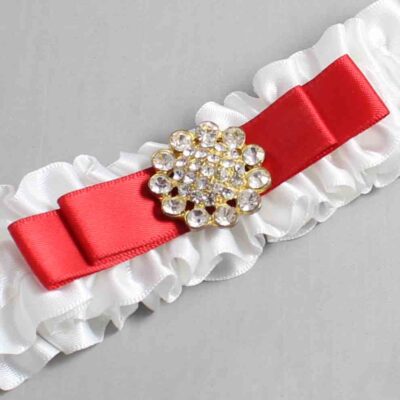 White and Red Satin Wedding Garter / White Wedding Garters / Wedding Garter / Custom Wedding Garter / Bridal Garter / Prom Garter / Linda Joyce Couture / Personalized Garter / Personalized Wedding Garter / Personalized Prom Garter