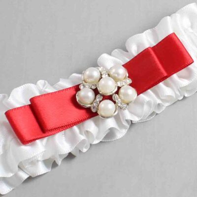 White and Red Satin Wedding Garter / White Wedding Garters / Wedding Garter / Custom Wedding Garter / Bridal Garter / Prom Garter / Linda Joyce Couture / Personalized Garter / Personalized Wedding Garter / Personalized Prom Garter