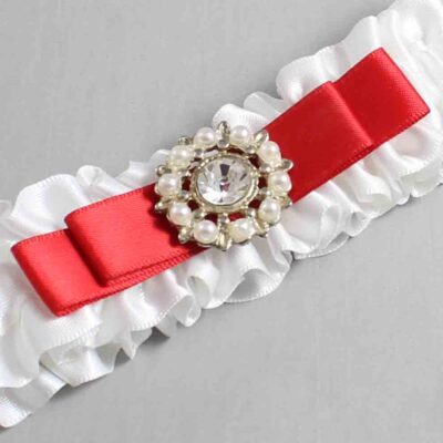 White and Red Satin Wedding Garter / White Wedding Garters / Wedding Garter / Custom Wedding Garter / Bridal Garter / Prom Garter / Linda Joyce Couture / Personalized Garter / Personalized Wedding Garter / Personalized Prom Garter