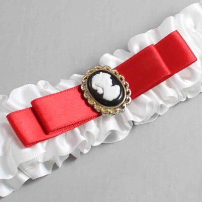 White and Red Satin Wedding Garter / White Wedding Garters / Wedding Garter / Custom Wedding Garter / Bridal Garter / Prom Garter / Linda Joyce Couture / Personalized Garter / Personalized Wedding Garter / Personalized Prom Garter