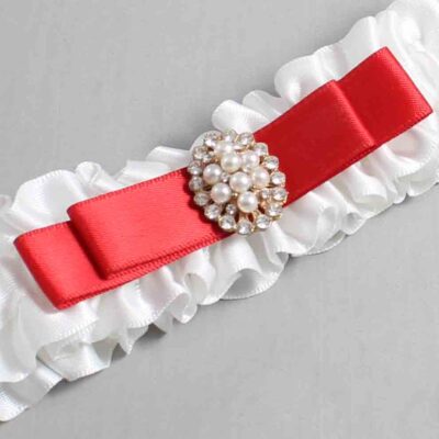 White and Red Satin Wedding Garter / White Wedding Garters / Wedding Garter / Custom Wedding Garter / Bridal Garter / Prom Garter / Linda Joyce Couture / Personalized Garter / Personalized Wedding Garter / Personalized Prom Garter