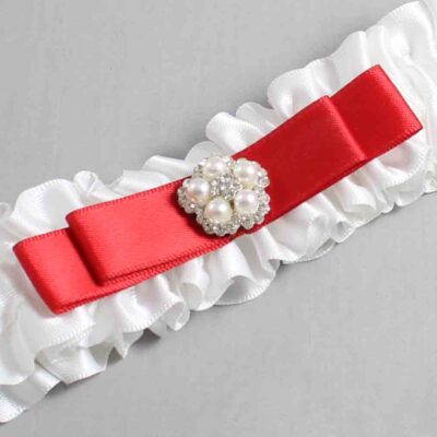 White and Red Satin Wedding Garter / White Wedding Garters / Wedding Garter / Custom Wedding Garter / Bridal Garter / Prom Garter / Linda Joyce Couture / Personalized Garter / Personalized Wedding Garter / Personalized Prom Garter