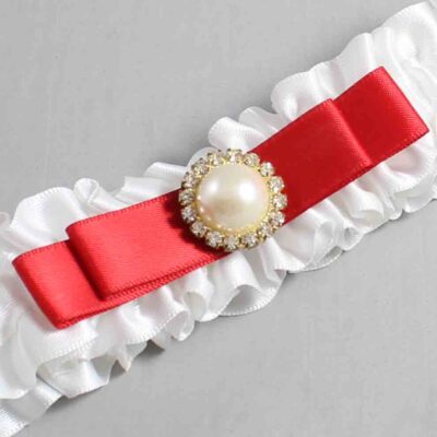 White and Red Satin Wedding Garter / White Wedding Garters / Wedding Garter / Custom Wedding Garter / Bridal Garter / Prom Garter / Linda Joyce Couture / Personalized Garter / Personalized Wedding Garter / Personalized Prom Garter