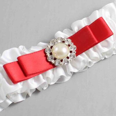 White and Red Satin Wedding Garter / White Wedding Garters / Wedding Garter / Custom Wedding Garter / Bridal Garter / Prom Garter / Linda Joyce Couture / Personalized Garter / Personalized Wedding Garter / Personalized Prom Garter