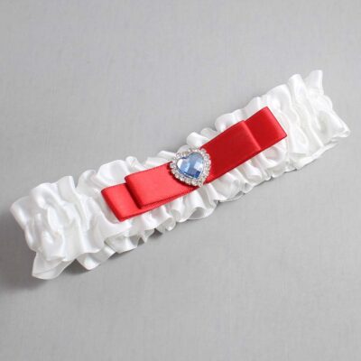White and Red Satin Wedding Garter / White Wedding Garters / Wedding Garter / Custom Wedding Garter / Bridal Garter / Prom Garter / Linda Joyce Couture / Personalized Garter / Personalized Wedding Garter / Personalized Prom Garter