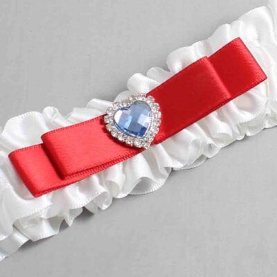 White and Red Satin Wedding Garter / White Wedding Garters / Wedding Garter / Custom Wedding Garter / Bridal Garter / Prom Garter / Linda Joyce Couture / Personalized Garter / Personalized Wedding Garter / Personalized Prom Garter
