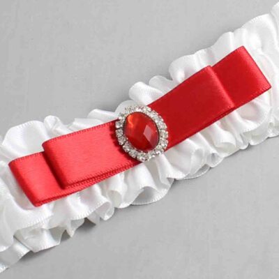 White and Red Satin Wedding Garter / White Wedding Garters / Wedding Garter / Custom Wedding Garter / Bridal Garter / Prom Garter / Linda Joyce Couture / Personalized Garter / Personalized Wedding Garter / Personalized Prom Garter