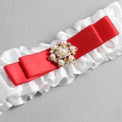 White and Red Satin Wedding Garter / White Wedding Garters / Wedding Garter / Custom Wedding Garter / Bridal Garter / Prom Garter / Linda Joyce Couture / Personalized Garter / Personalized Wedding Garter / Personalized Prom Garter
