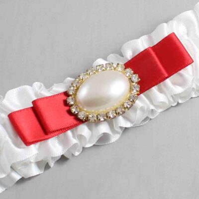White and Red Satin Wedding Garter / White Wedding Garters / Wedding Garter / Custom Wedding Garter / Bridal Garter / Prom Garter / Linda Joyce Couture / Personalized Garter / Personalized Wedding Garter / Personalized Prom Garter