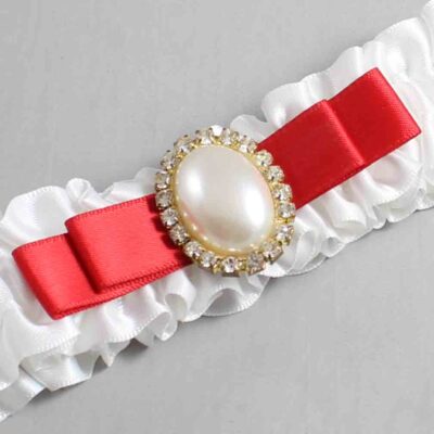 White and Red Satin Wedding Garter / White Wedding Garters / Wedding Garter / Custom Wedding Garter / Bridal Garter / Prom Garter / Linda Joyce Couture / Personalized Garter / Personalized Wedding Garter / Personalized Prom Garter