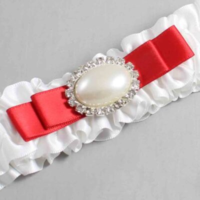 White and Red Satin Wedding Garter / White Wedding Garters / Wedding Garter / Custom Wedding Garter / Bridal Garter / Prom Garter / Linda Joyce Couture / Personalized Garter / Personalized Wedding Garter / Personalized Prom Garter