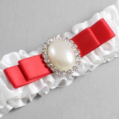 White and Red Satin Wedding Garter / White Wedding Garters / Wedding Garter / Custom Wedding Garter / Bridal Garter / Prom Garter / Linda Joyce Couture / Personalized Garter / Personalized Wedding Garter / Personalized Prom Garter