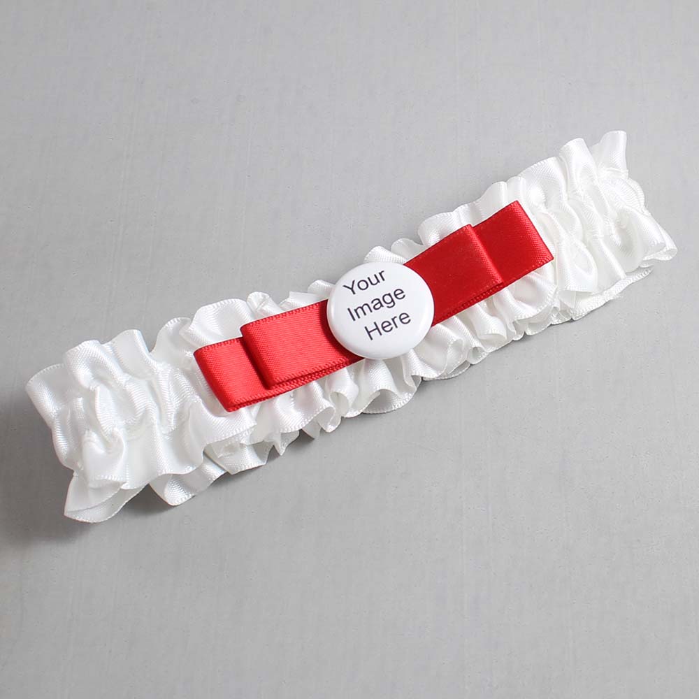 White and Red Satin Wedding Garter / White Wedding Garters / Wedding Garter / Custom Wedding Garter / Bridal Garter / Prom Garter / Linda Joyce Couture / Personalized Garter / Personalized Wedding Garter / Personalized Prom Garter