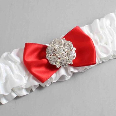 White and Red Satin Wedding Garter / White Wedding Garters / Wedding Garter / Custom Wedding Garter / Bridal Garter / Prom Garter / Linda Joyce Couture / Personalized Garter / Personalized Wedding Garter / Personalized Prom Garter