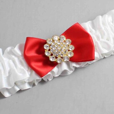 White and Red Satin Wedding Garter / White Wedding Garters / Wedding Garter / Custom Wedding Garter / Bridal Garter / Prom Garter / Linda Joyce Couture / Personalized Garter / Personalized Wedding Garter / Personalized Prom Garter