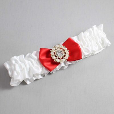 White and Red Satin Wedding Garter / White Wedding Garters / Wedding Garter / Custom Wedding Garter / Bridal Garter / Prom Garter / Linda Joyce Couture / Personalized Garter / Personalized Wedding Garter / Personalized Prom Garter