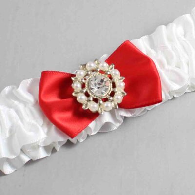 White and Red Satin Wedding Garter / White Wedding Garters / Wedding Garter / Custom Wedding Garter / Bridal Garter / Prom Garter / Linda Joyce Couture / Personalized Garter / Personalized Wedding Garter / Personalized Prom Garter