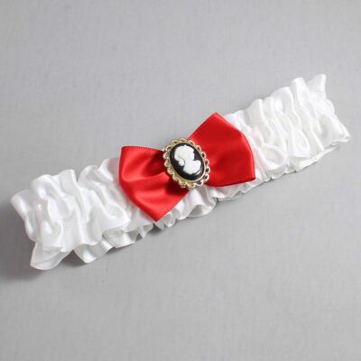 White and Red Satin Wedding Garter / White Wedding Garters / Wedding Garter / Custom Wedding Garter / Bridal Garter / Prom Garter / Linda Joyce Couture / Personalized Garter / Personalized Wedding Garter / Personalized Prom Garter