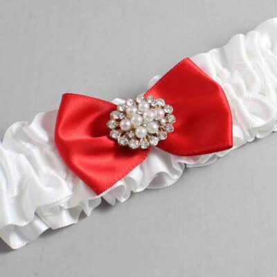 White and Red Satin Wedding Garter / White Wedding Garters / Wedding Garter / Custom Wedding Garter / Bridal Garter / Prom Garter / Linda Joyce Couture / Personalized Garter / Personalized Wedding Garter / Personalized Prom Garter