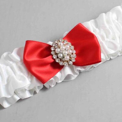 White and Red Satin Wedding Garter / White Wedding Garters / Wedding Garter / Custom Wedding Garter / Bridal Garter / Prom Garter / Linda Joyce Couture / Personalized Garter / Personalized Wedding Garter / Personalized Prom Garter