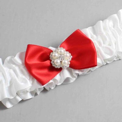 White and Red Satin Wedding Garter / White Wedding Garters / Wedding Garter / Custom Wedding Garter / Bridal Garter / Prom Garter / Linda Joyce Couture / Personalized Garter / Personalized Wedding Garter / Personalized Prom Garter
