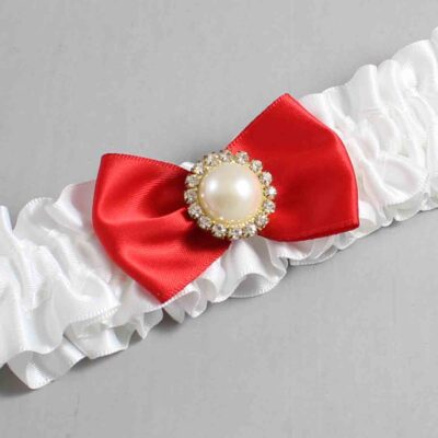 White and Red Satin Wedding Garter / White Wedding Garters / Wedding Garter / Custom Wedding Garter / Bridal Garter / Prom Garter / Linda Joyce Couture / Personalized Garter / Personalized Wedding Garter / Personalized Prom Garter